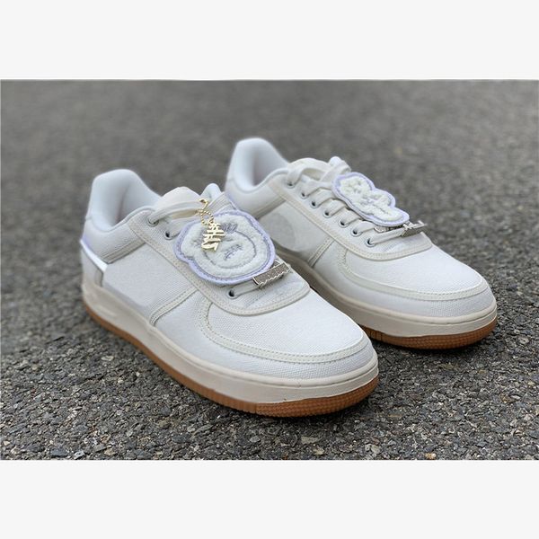 

naf01a 2020 casual shoes forces 1 low travis scott running shoes aq4211-101 sail gum light brown designer casual sneakers size40-45