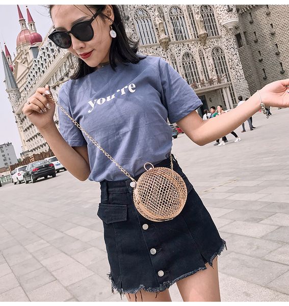 

round female funny cage bag 2018s summer fashion new personality handbag women chain messenger shoulder bags handbags