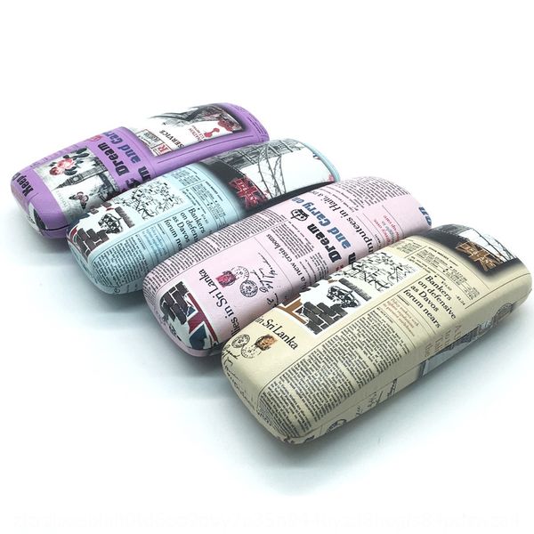 

box high-grade myopia students iron glasses case glasses case covered leather box, Blue