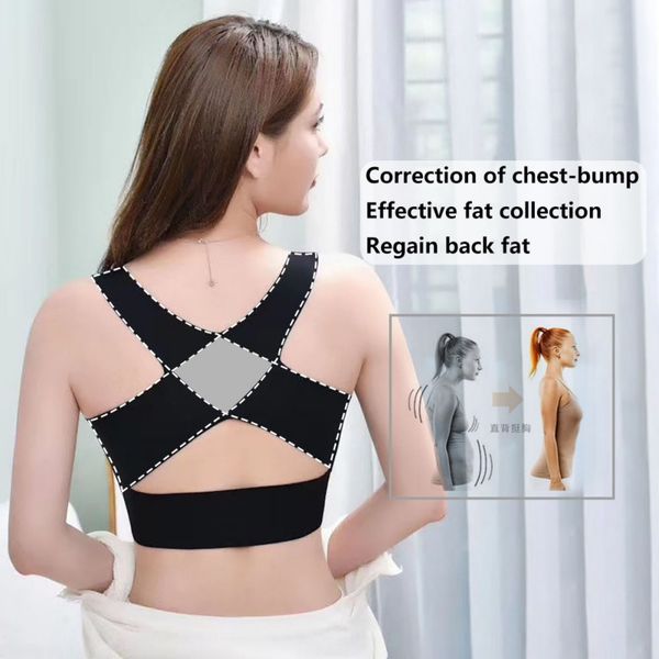 

gym clothing sport yoga bra corrected seamless underwear 2-in-1 gathering adjustable front buckle underwearless women workout, White;black
