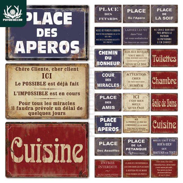 

place des aperos plaque metal vintage french retro metal tin sign bar pub club wall decor iron painting decorative plate