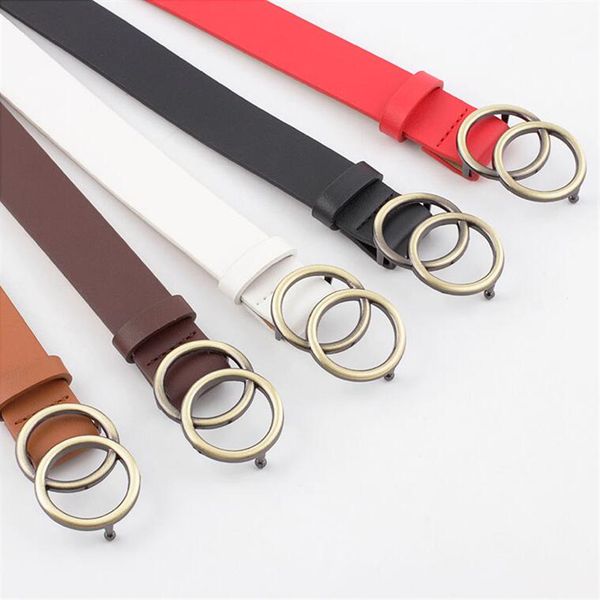 

designer belts black red white brown leather waist belt ceinture femme woman double o ring belts for women dress cinturones para mujer, Black;brown