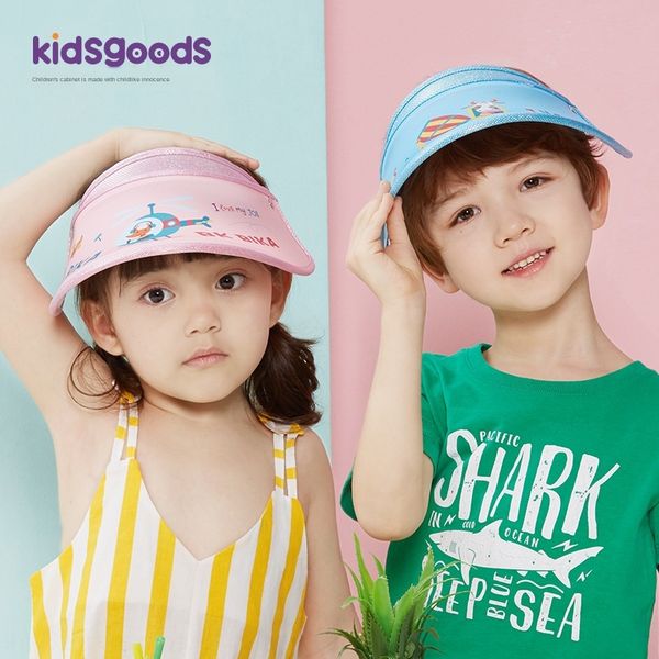 

children's children's sun empty season new men's and women's sun hat outdoor travel sunscreen uv-proof empty hat, Blue;gray