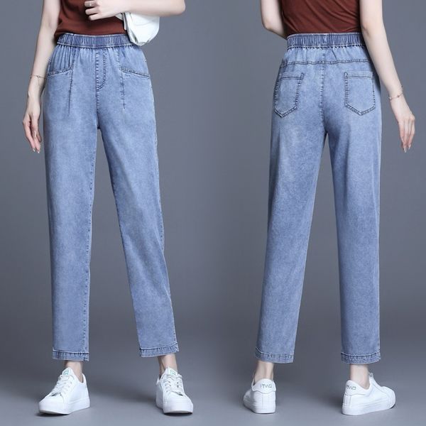 

tencel брюки редька 2020 лето новый высокой талии гарем похудение все-матч папа редька брюки лодыжки длины брюки джинсы женские, Black