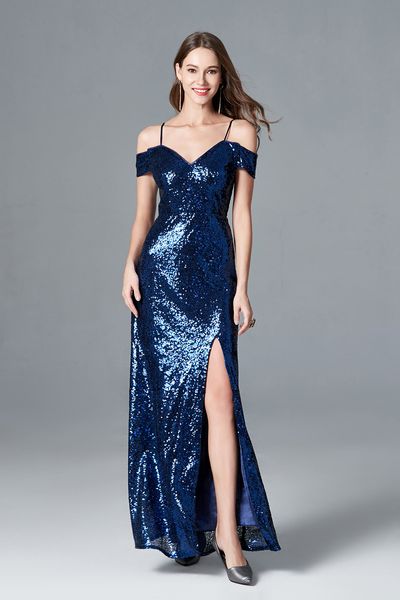 

new sequin ribbon long dress party bridesmaid dress evening dress, Black