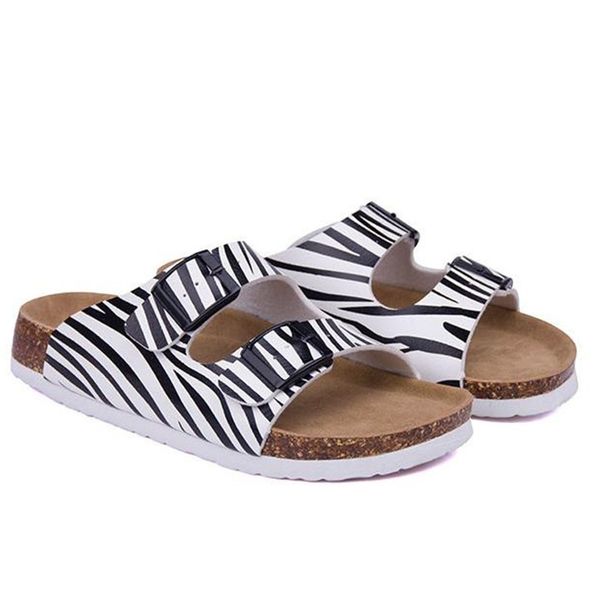 

cosmagic 2020 new summer women cork slippers casual beach outside double buckle printed anti-slip water slides shoe y200624, Black