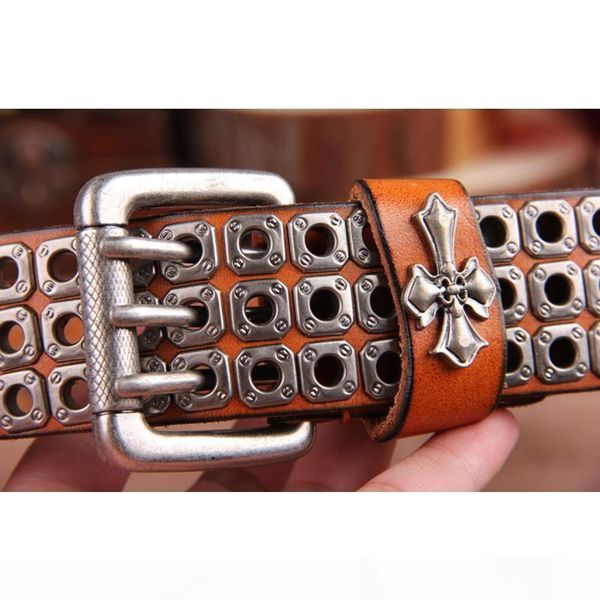 

оптово 100% top layer luxury конструкторы мужчины rivet punk пояс корова из натуральной кожи cintos masculinos мужчины женщины рок хип-хоп р, Black;brown