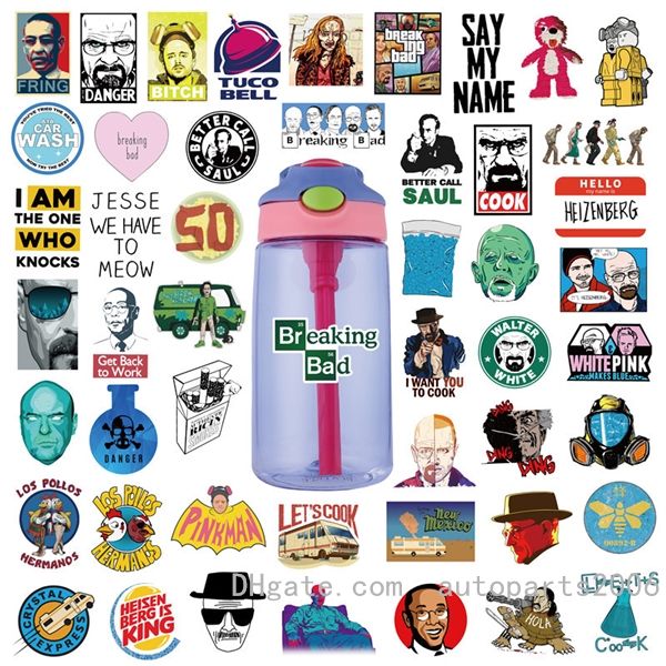 

50pcs wholesale breaking bad sticker clear stickers no-duplicate waterproof vinyl stickers for skateboard luggage car decals