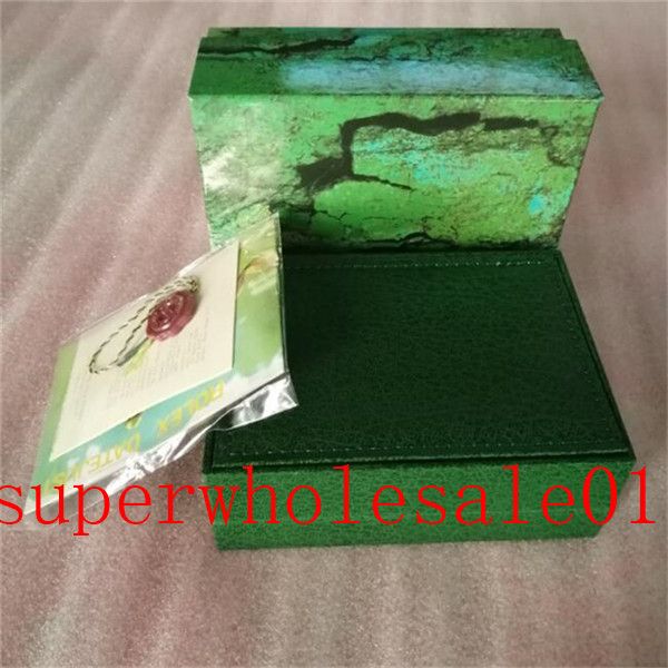

new style brand green watch original wood box papers gift watches boxes leather bag card for rolex box rolex watch box, Black;blue