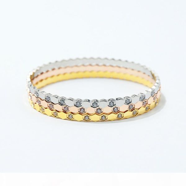 

amazing quality designer jewelry for womans bracelets stainless steel tone bangle pave shiny crystal bracelet 3color no fade, Black