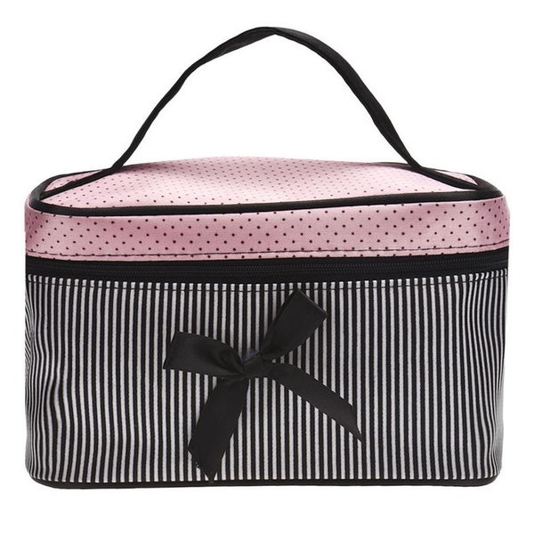 

women's bag square bow stripe cosmetic bag big lingerie bra underwear dot bags travel bag toiletry kits sac