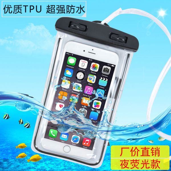 

pvc mobile phone waterproof bag transparent luminous mobile phone waterproof bag
