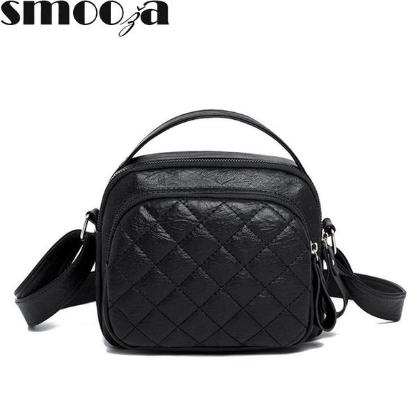 

smooza female bag new korean version of the shoulder bag soft leather sense double-layer large-capacity ladies crossbody