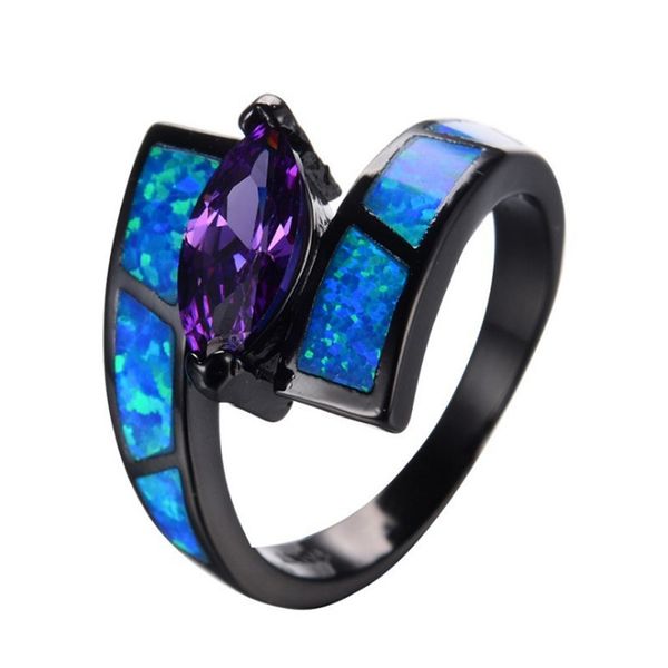 

10 шт черный пистолет покрыло многие стиль opalite opal геометрическая форма палец кольцо современные аксессуары ювелирные изделия, Silver