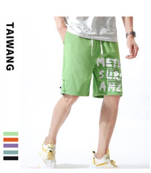 

2020 new casual pants trend shorts men's quick dry breathable fitness running capris basketball pants, White;black