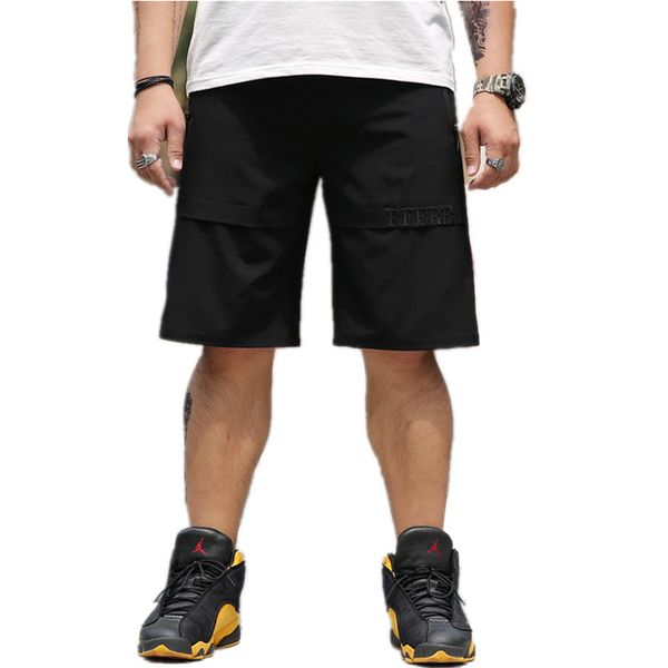

men's shorts summer fat large size 8xl solid color loose breathable casual beach, White;black