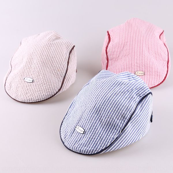 

children's beret baby bubble stripe pastoral beret cap cap plaid duck tongue hat korean, Blue;gray