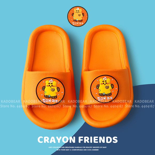 

5 colors children cartoon donuts indoor slippers kids boy beach water flip flops toddler girl home garden shoes fashion sandals, Black;grey