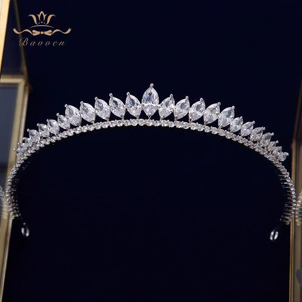 

elegant leaves clear zircon wedding tiaras hairbands crystal brides hair accessories evening hair jewelry t200522, Slivery;golden