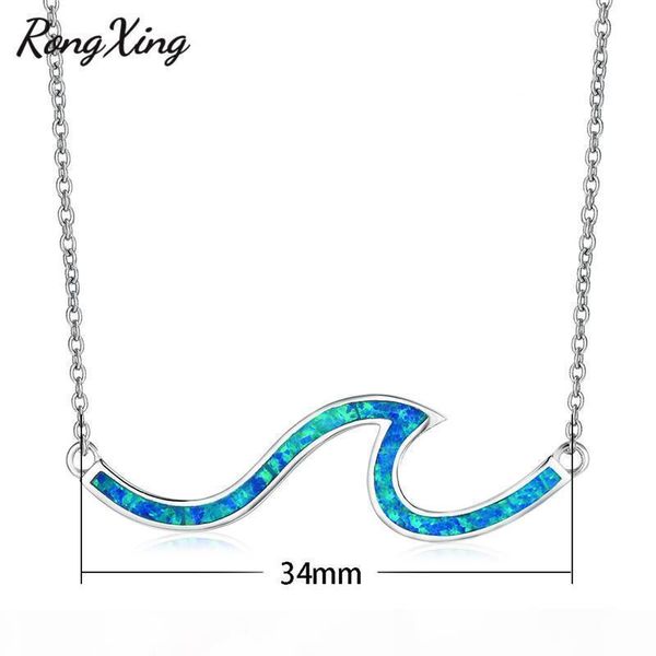 

d rongxing white blue fire opal волна кулон ожерелья для женщин 925 silver rose gold beach ожерелье женский летний океан ювелирные изделия