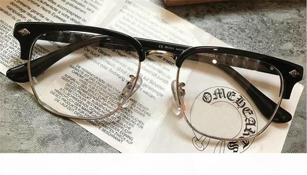 

new eyeglass crh timmmmbri prescription men eye frame design prescription glasses vintage frame steampunk style, Black