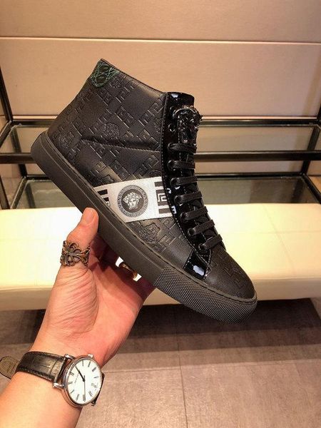 

2020h luxury large size comfortable and breathable high-casual men's short boots, high-quality fashionable wild lace-up sneakers, 3, Black