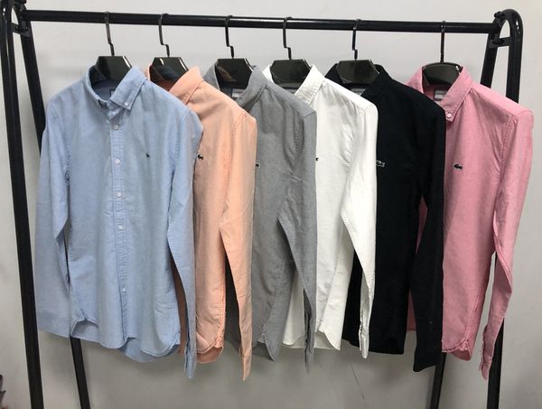 

oxford cloth new shirt men spring summer business classic shirt solid stripe long sleeve shirts for men party formal casual soft top, White;black