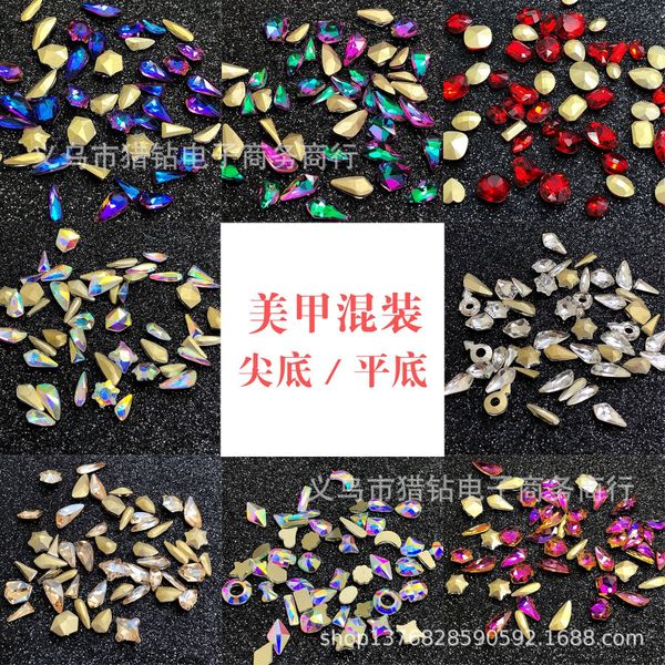 

multi-model mixed k9 mixed diamond long water drop super diy manicure manicureflash nail sequins diy manicure, Silver