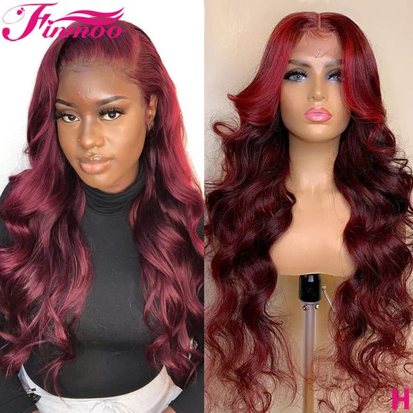 

body wave burgundy 13x6 lace front human hair wigs for black women preplucked peruvian remy 99j 360 lace frontal wig 180 density