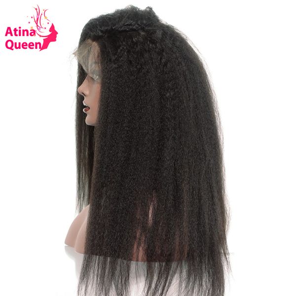 

atina queen brazilian kinky straight wig lace front human hair wigs black for women pre plucked with baby hair remy afro coarse