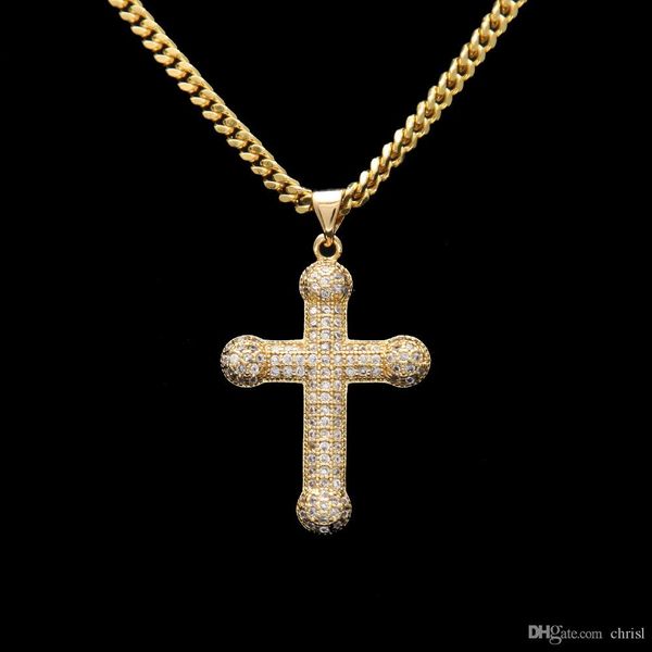 

cross crucifix jesus piece pendant & necklace gold color stainless steel men chain christian jewelry gifts vintage, Silver