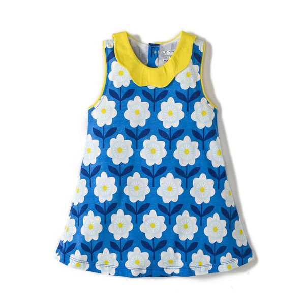 

girl's dresses children girl sleeveless dress floral cotton collar baby clothes for 3-12 years jersey party fashion summer, Red;yellow