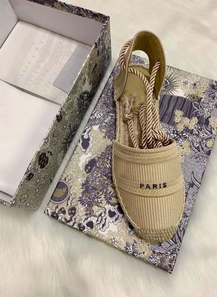 

designer platform casual sandals summer fashion alphabet fisherman shoes luxury woman shoe hemp rope grass woven baotou sandals size 35-42, Black