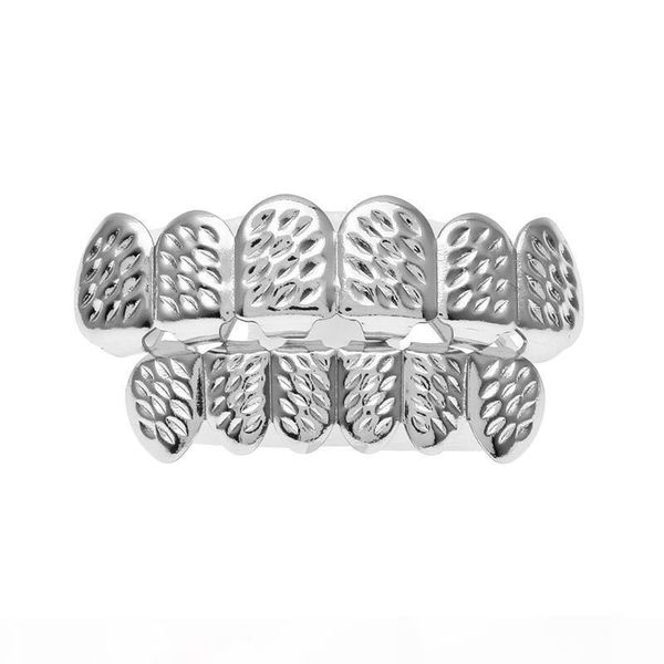 

enough stock wholesale and retail gold plated rhodium hip-hop grillz carved patterns & bottom braces grills halloween props, Black