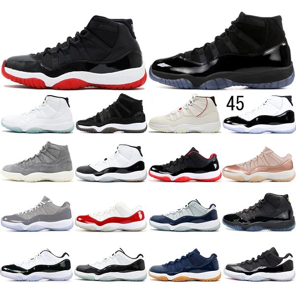 

new 11 low white bred 11s jumpman basketball shoes heiress night maroon pantone think white snake rose gold men women sneakers size 36-47, White;red