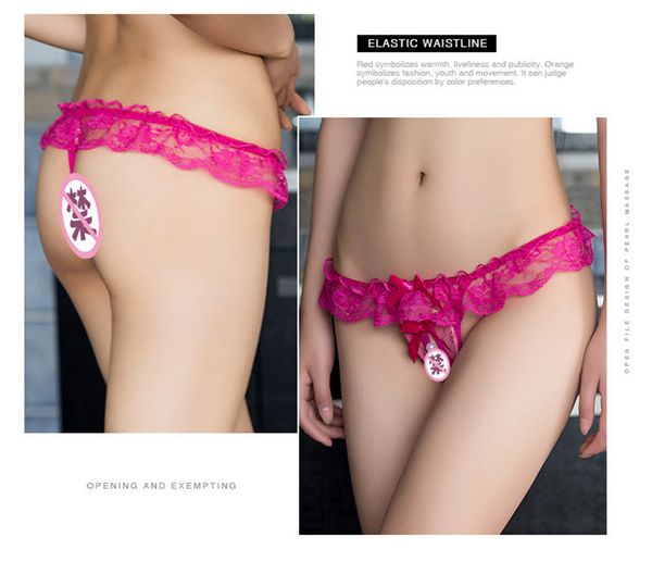 

lace see through g-strings ruffles bow womens thin floral underwears briefs low waist underwear, Black;white