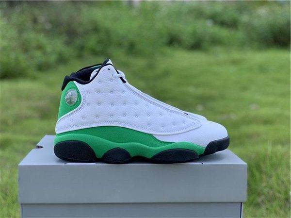 

13 lucky green men basketball shoes white black 3m reflective 13s db6537-113 real carbon fiber sports shoes 40-47 0q0