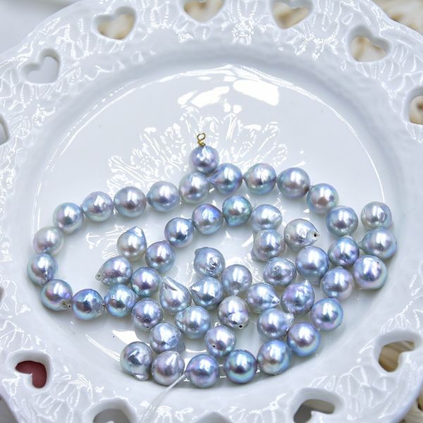 

natural sea water real linen baroque drop-shaped scattered beads 9-10mm silver blue gray naked beads accessories pearl pearl
