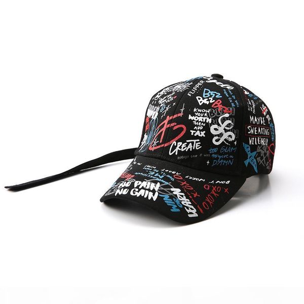 

i spring graffiti printing baseball cap child parent hat long tail hip -hop hat wholesale capdr3571, Blue;gray