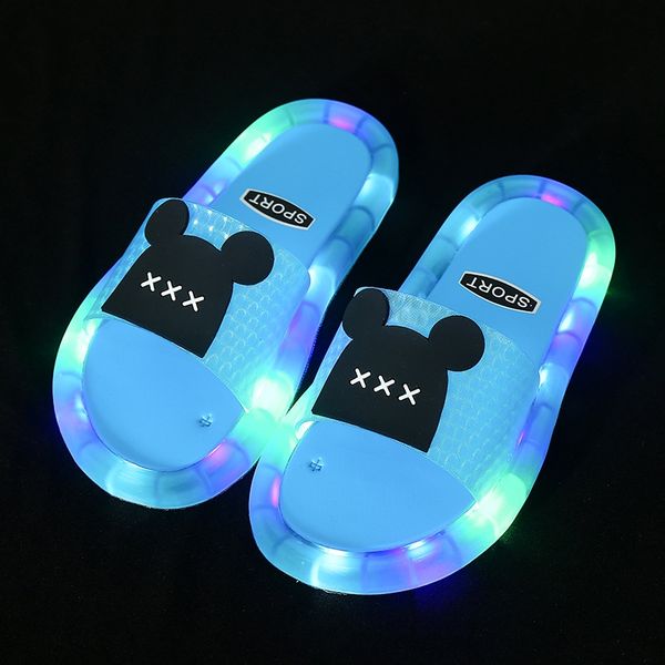 

eigtg four seasons slippers casual casual can be worn kindergarten baby with light shoes upgraded cartoon bear lighting slippers children&#0, Black;grey