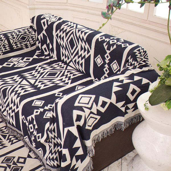 

geometric diamond sofa towel cotton european-style double-sided sofa cushion four seasons table cloth coffee table blanket sofa fabric line