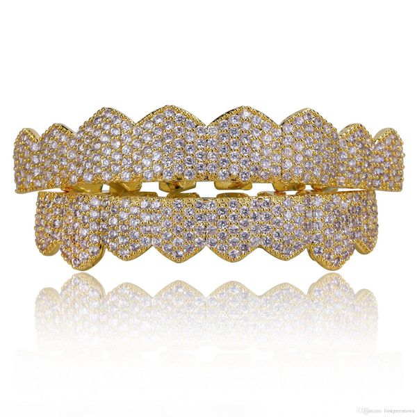 

micro-zircon insert bracket hip hop braces chao ren golden teeth fashion accessories in europe and america, Black