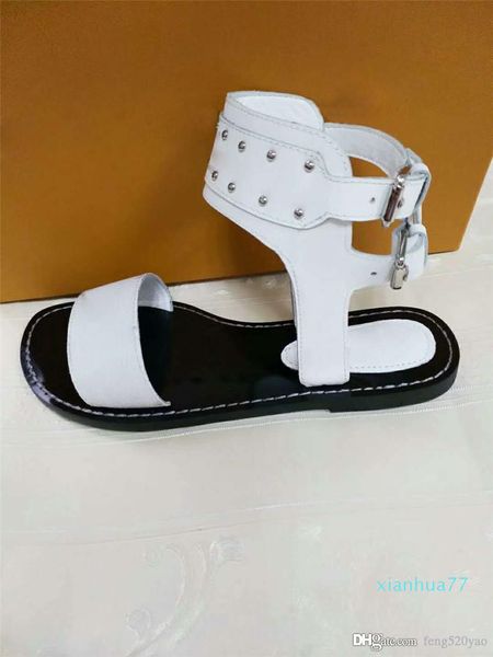 Designer - Sandali da donna Appartamenti estivi Stivali alti alla caviglia sexy Sandali gladiatore Scarpe casual da donna Scarpe da donna firmate Sandali romani da spiaggia 42