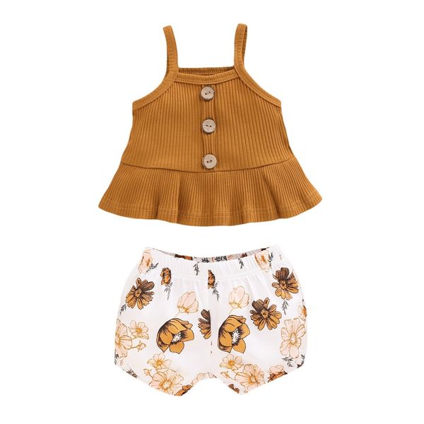 

2020 new ins explosion baby girl pit strip skirt and floral shorts, White