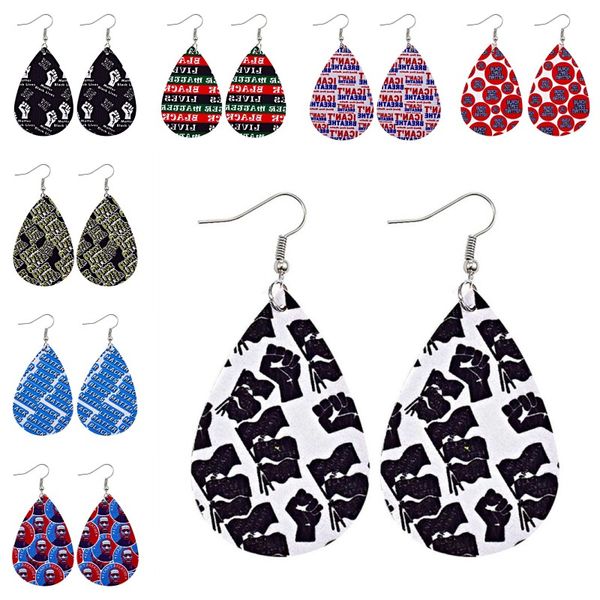 

dhl shipping fashion black lives matter earring for women lady i can't breathe earring jewelry handmade leather drop dangle earrings l4