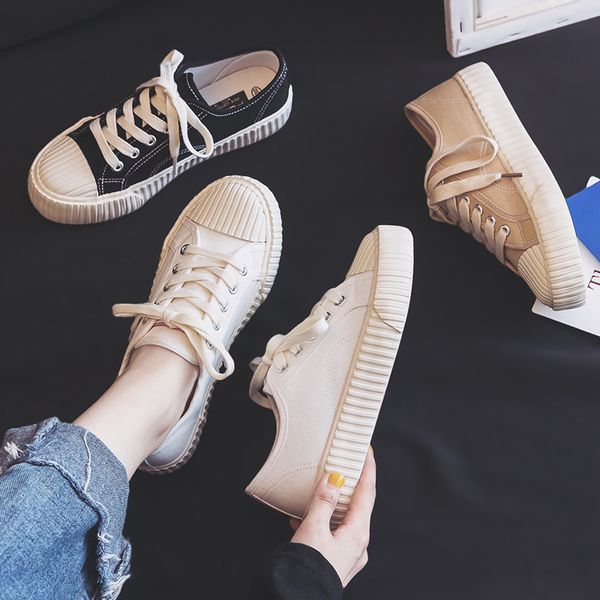 

женщина 2019 лето новые моды цвет квартиры canvas женщины повседневная обувь кроссовки mx200801, Black