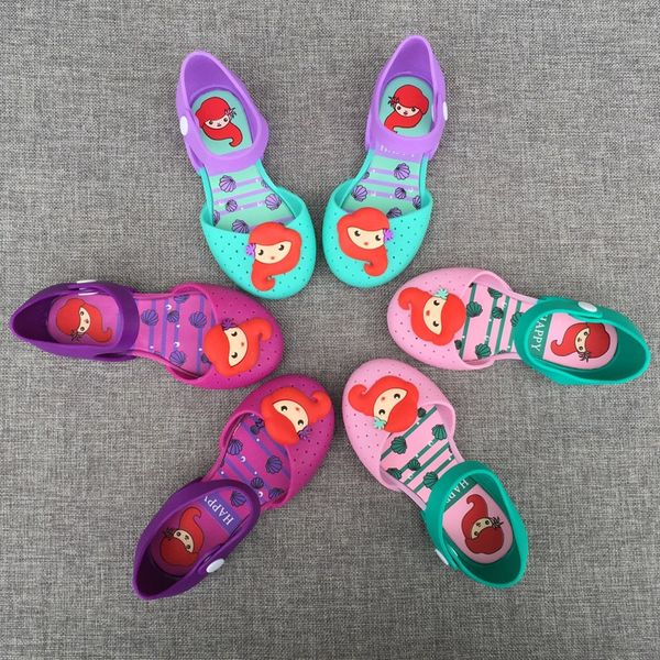 

lq2h7 brazil mermaid cave baotou jelly baby sandals shoeschildren's shoes children's shoesgirl princess shoes cartoon contrast col, Black;red