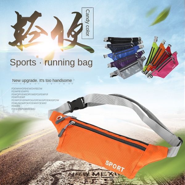 

running men's sports messenger canvas phone outdoor multi-function canvas chest mobile phone bag running bag women, White
