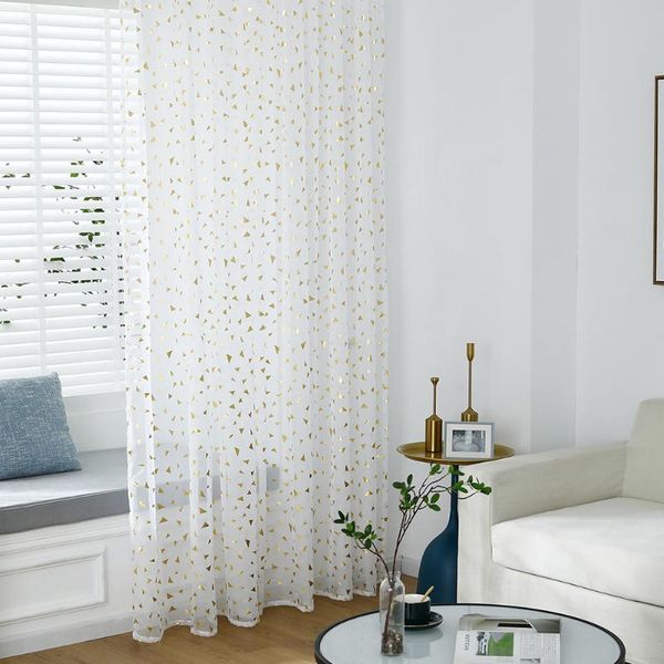 

gold foil bedroom summery window curtain privacy protection soft home decor living room polyester see through modern romantic