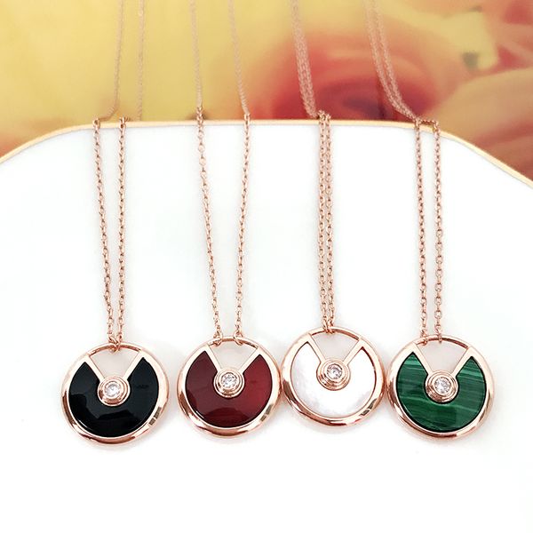 

silver-plated 18k rose jin hongyu marrow malachite amulet necklace color golden ossicular chain female white mother of pearl pendant